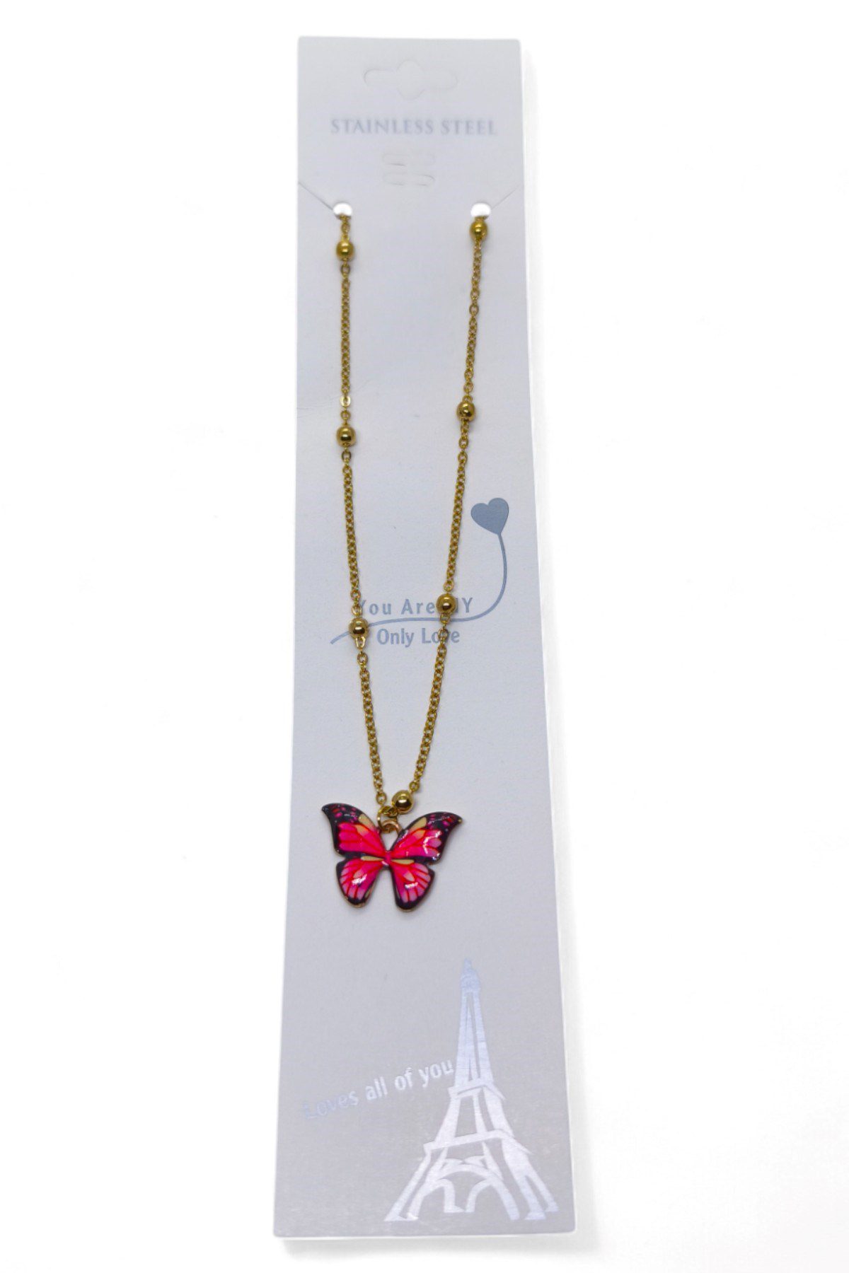 Toptan Altın Renk Pembe Mineli Kelebek Model Top Zincir Çelik Kolye- 3723 5 Toptan Altın Renk Pembe Mineli Kelebek Model Top Zincir Çelik Kolye- 3723 - Görsel 3