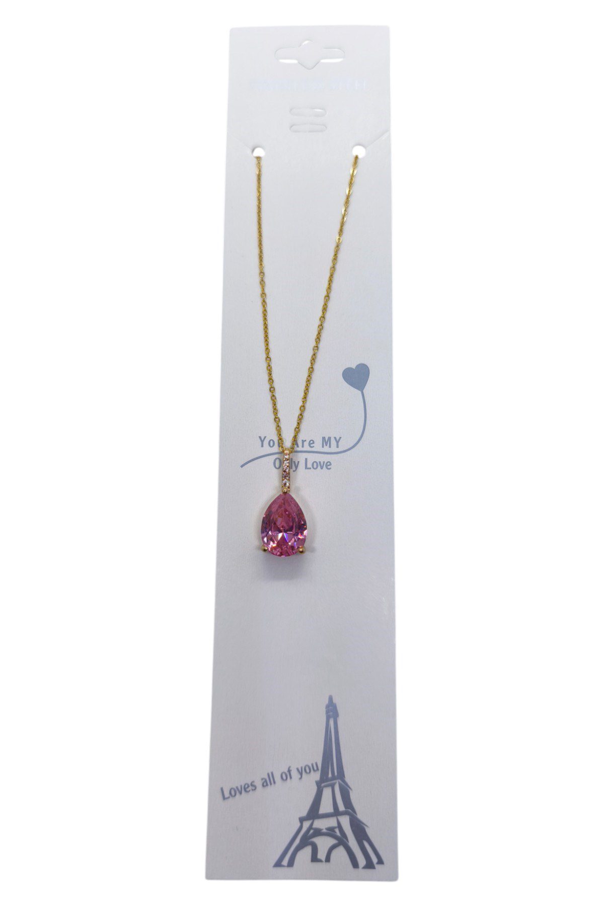 Toptan Altın Renk Sıra Taşlı Pembe Damla Model Sf Zincir Çelik Kolye - 3746 5 Toptan Altın Renk Sıra Taşlı Pembe Damla Model  Sf  Zincir Çelik Kolye - 3746 - Görsel 3