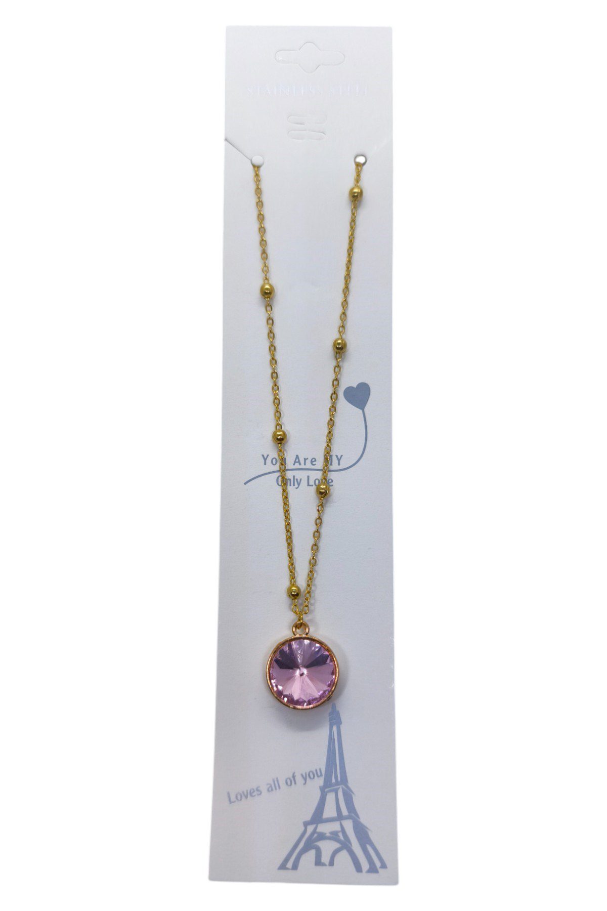 Toptan Altın Renk Pembe Taş Yuvarlak Model Top Zincir Çelik Kolye - 3756 5 Toptan Altın Renk Pembe Taş Yuvarlak Model Top Zincir Çelik Kolye - 3756 - Görsel 3