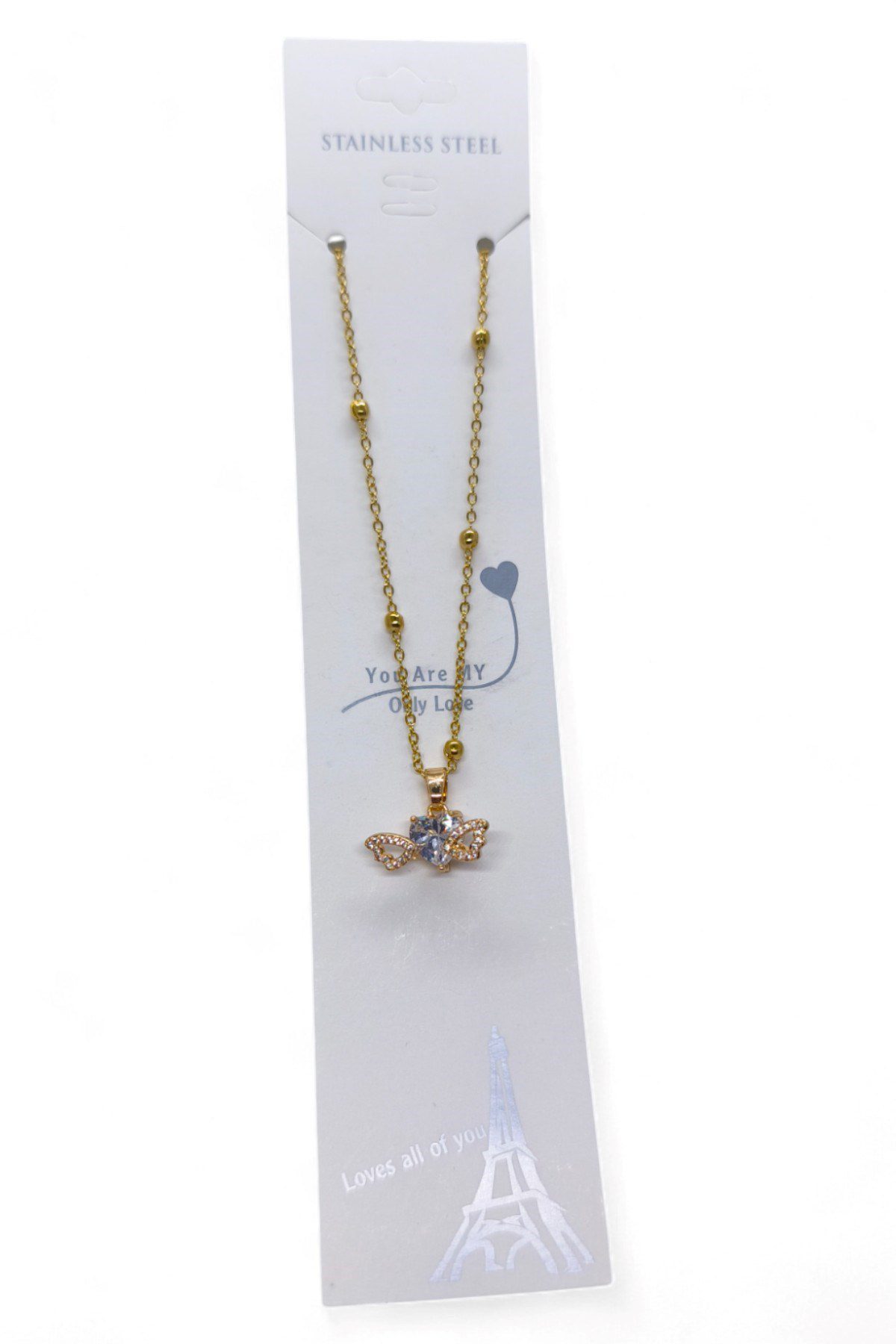 Toptan Altın Renk Beyaz Kalp Taş Kalp Model Top Zincir Çelik Kolye- 3713 7 Toptan Altın Renk Beyaz Kalp Taş Kalp Model Top Zincir Çelik Kolye- 3713 - Görsel 5