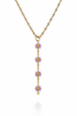 Toptan Altın Renk Dudak Zincir Çiçek Ye Model Yeni Sezon Çelik Kolye - 3826