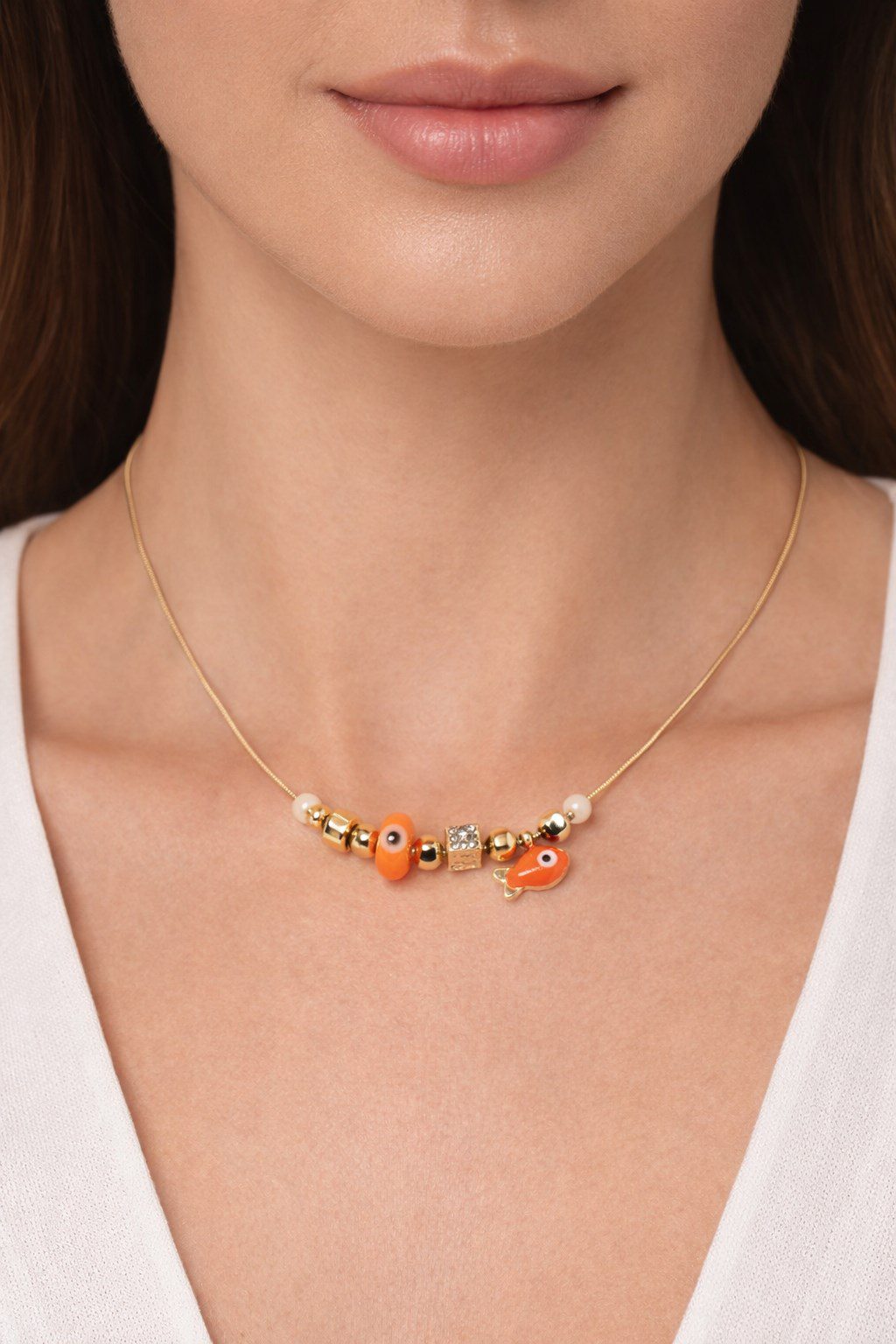 Toptan Altın Renk Turuncu Mineli Balık Pandora Model Zirkon Kolye - 2994 3 Toptan Altın Renk Turuncu Mineli Balık Pandora Model Zirkon Kolye - 2994