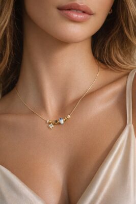 Toptan Altın Renk Beyaz Kuş Pandora Model Zirkon Kolye  - 3006