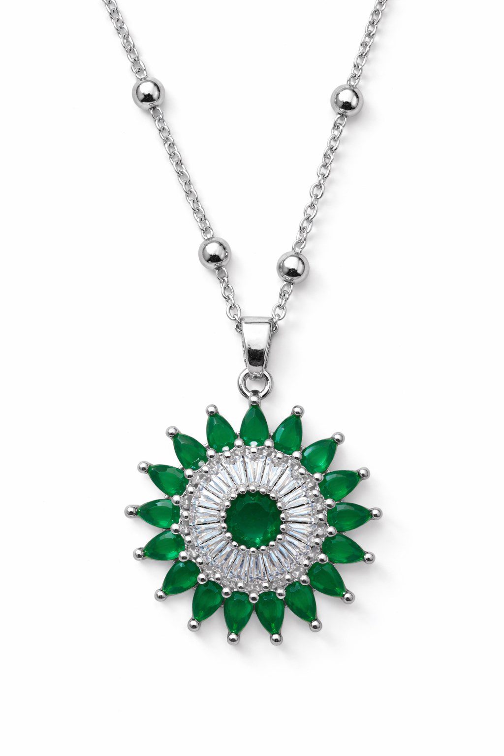 Toptan gümüş Renk Yeşil Taş Güneş Model Top Zincir Çelik Kolye- 3861 3 Toptan gümüş Renk Yeşil Taş Güneş Model Top Zincir Çelik Kolye- 3861