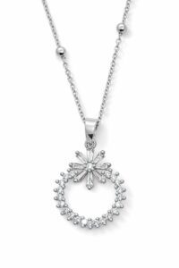 Alternative view of Toptan Gümüş Renk Baget Yuvarlak Model Top Zincir Çelik Kolye - 3865