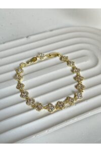 Toptan Altın Renk Taşlı Yonca Çiçek Bileklik Şık Bijuteri Bileklik - 3891 10 a5ab6083ef564b579b8ee0c4edc90554-toptan taki