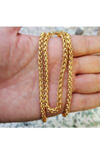 Toptan Altın Renk Chavin Angelus Lufigo Unisex Erkek Çelik Zincir Kolye 55 Cm Çelik Kolye  - 3874