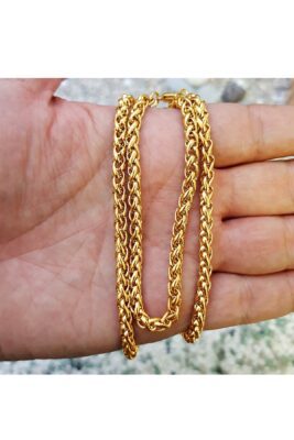 Toptan Altın Renk Chavin Angelus Lufigo Unisex Erkek Çelik Zincir Kolye 55 Cm Çelik Kolye  - 3874