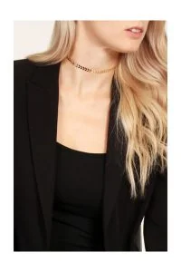 Alternative view of Toptan Happy yaprak Balık Sırtı Zincir Tasma Kolye Gold