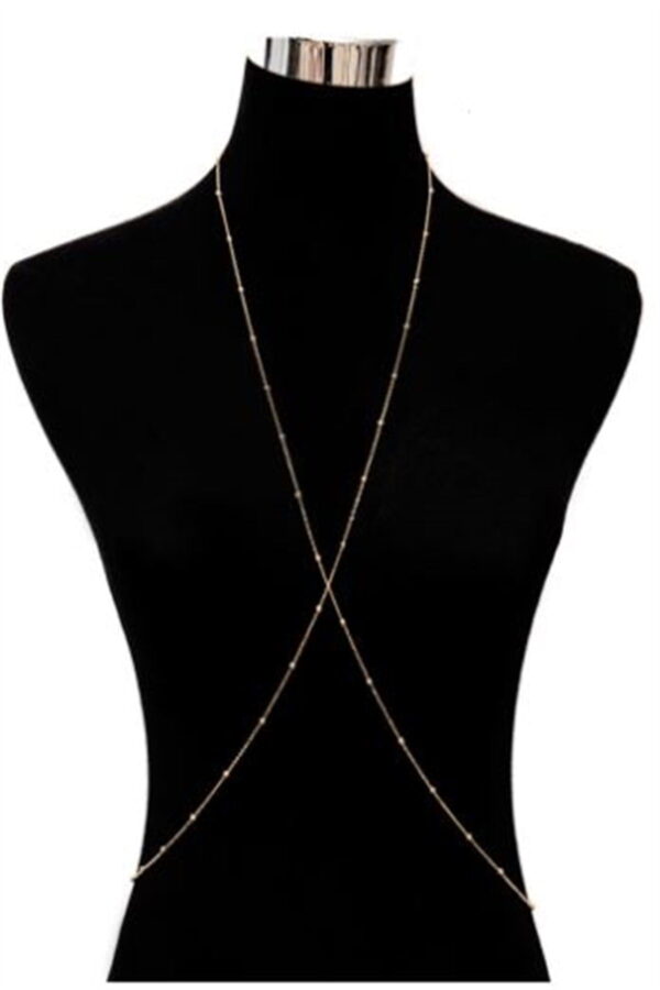 Toptan Kadın Mini Top Boncuklu Stylish Vücut Zinciri, Bel Zinciri, Vücut Aksesuarı - Gold - Görsel 2