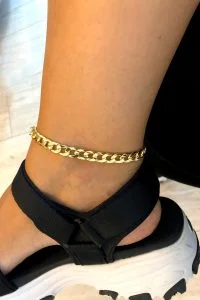 Toptan Örgü Zincir Kalın Halhal Gold