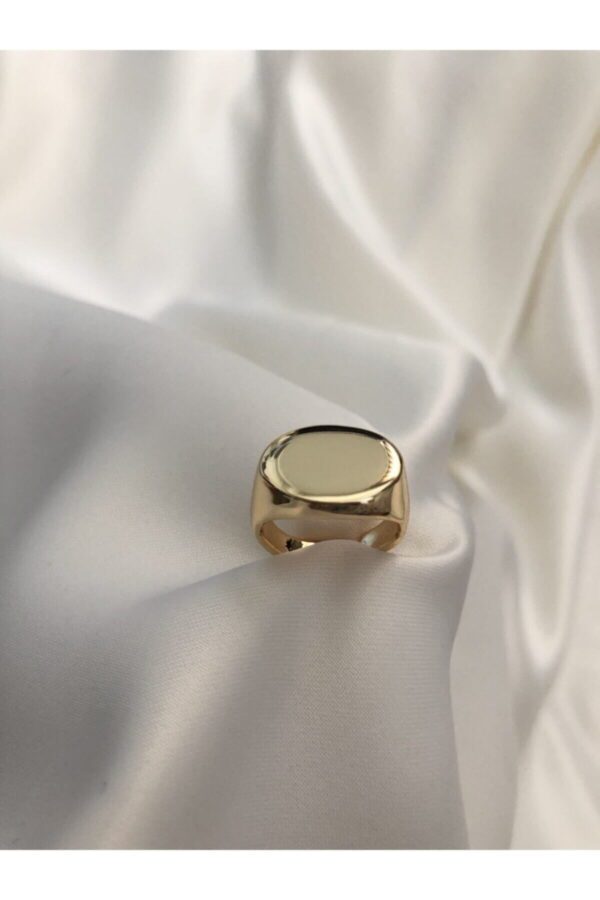 Toptan Unisex Kadın Gold Oval Şövalye Yüzük - Görsel 3