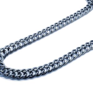 Toptan Unisex Kalın 6mm Sık Aralıklı Yassı Zincir Siyah Renk