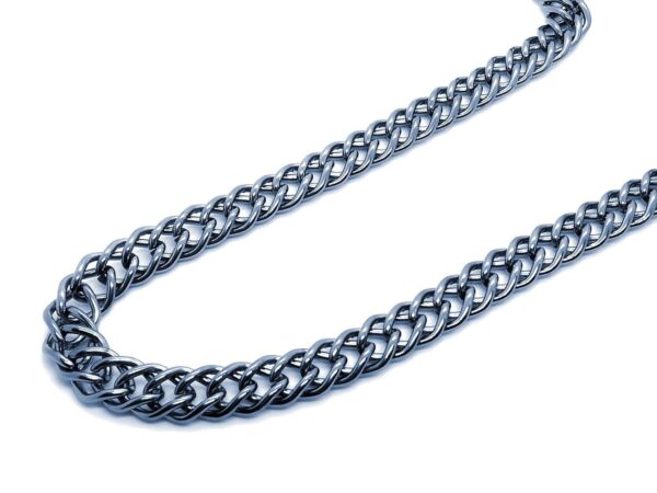 Toptan Unisex Kalın 6mm Sık Aralıklı Yassı Zincir Siyah Renk
