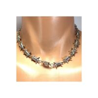 Toptan Unisex Dikenli Tel Zincir Diken Kolye Gümüş Renk