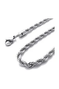 Toptan Unisex Gümüş Renk Burgu Sarmal Kolye 2mm / 60cm