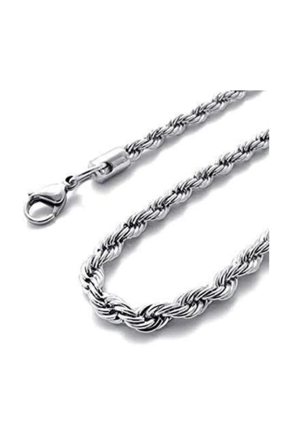Toptan Unisex Gümüş Renk Burgu Sarmal Kolye 2mm / 60cm