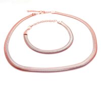 Toptan Unisex Rose Kaplama italyan Ezme Zincir Kolye Bileklik Takı Seti Zincir