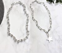 Toptan Gümüş Kaplama Ikili Kombin Kolye yıldız kolye ve blanca tiffany kolye