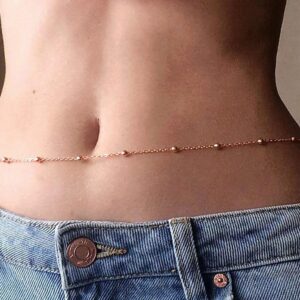 Toptan Kadın Made For Belly Küçük Toplu Bel Zinciri Vücut Takısı Rose