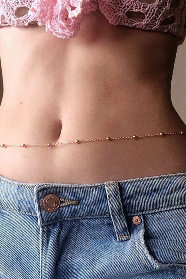 Toptan Kadın Made For Belly Küçük Toplu Bel Zinciri Vücut Takısı Rose