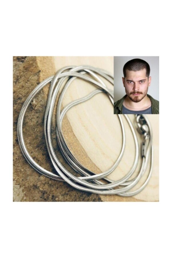 Toptan Unisex Yassı Model Snake Yılan italyan Kolye Erkek Alaşım Kolye Zincir - Görsel 3