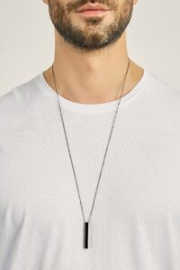 Toptan Unisex Erkek Siyah Kaplama Cubuk Kolye