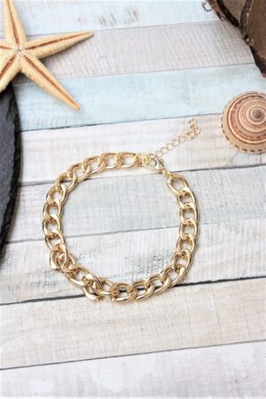 Toptan Gold Kaplama Orta Boy Gourmet Zincir Halhal