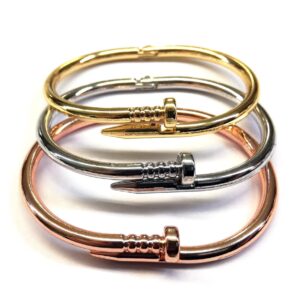 Toptan Unisex Kombin Çivi Bileklik Kelepçe Rose-Altin-Gümüş Renk
