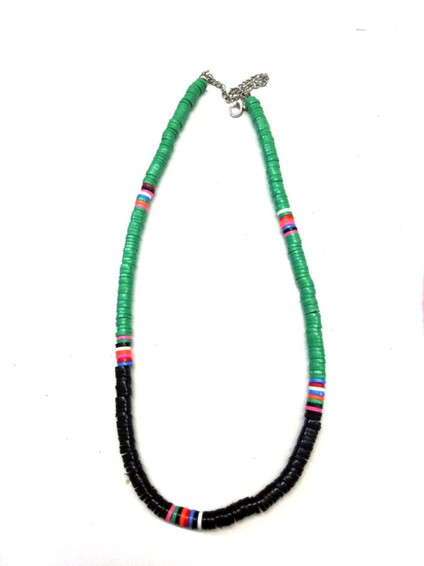 Toptan Fimo Boncuklu Rainbow Kolye Yeşil Siyah Renkli