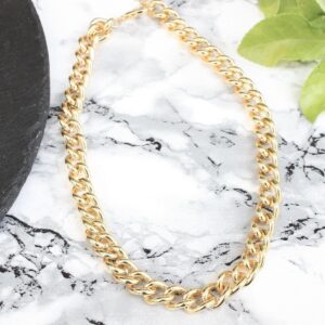 Toptan Unisex Gold Kaplama Büyük Boy Kalın Gourmet cadena Zincir