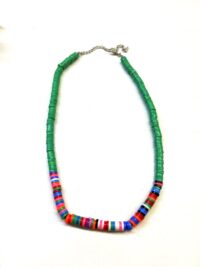 Toptan Fimo Boncuklu Rainbow Kolye Yeşil Karışık Renkli