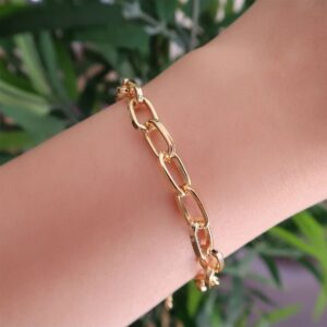 Toptan Unisex Gold Kaplama Zarif oval dikdörtgen Zincir Bileklik