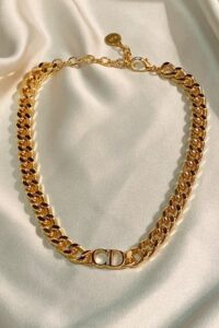 Toptan Kadın Gold Cd Harfli Christian Dio Model Kalın Zincir Kolye Altın Renk