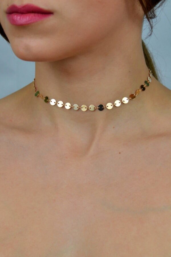 Toptan Shine Minik Pullu Zincir Kolye Gold