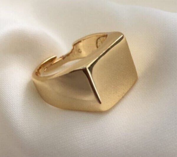 Toptan Unisex Gold Kare Şövalye Yüzük-ayarlanabilir