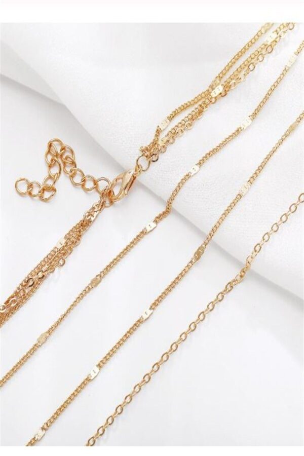 Toptan Kadın Üçlü Şeri Zincir Kolye Gold Kaplama Katmanlı Kolye Choker Uzun Çoklu Kolye - Görsel 4