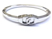 Toptan Unisex Kelepçe Desenli Kelepçe Bileklik Gümüş Renk unisex model