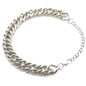 Toptan Unisex Kalın 6mm Sık Aralıklı Yassı Zincir Bileklik Gümüş Renk