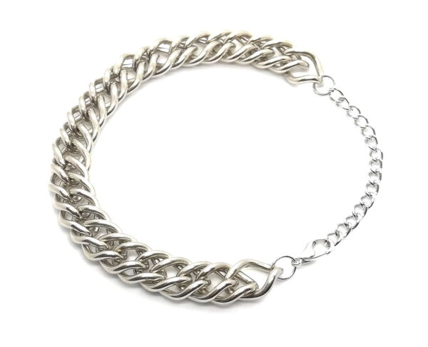 Toptan Unisex Kalın 6mm Sık Aralıklı Yassı Zincir Bileklik Gümüş Renk