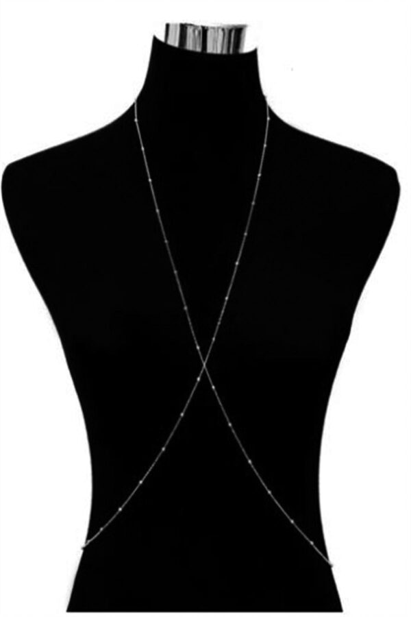 Toptan Kadın Mini Top Boncuklu Stylish Vücut Zinciri, Bel Zinciri, Vücut Aksesuarı - Gümüş - Görsel 2