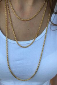 Toptan Kadın Altın Sarısı Alaşım Ayrı Ayrı 45 cm 60cm ve 80cm uzunluğunda Burgu Zincir