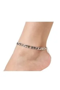 Alternative view of Toptan Gümüş Rengi Figaro Alaşım Zincir Halhal