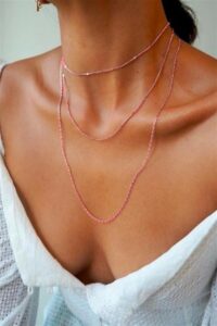 Toptan Kadın Üçlü Şeri Zincir Kolye ROSE Kaplama Katmanlı Kolye Choker Uzun Çoklu Kolye