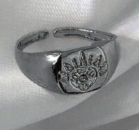 Toptan Gümüş Renk Göz Detaylı Minimal Yüzük