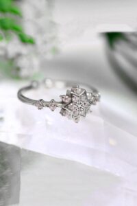 Toptan Gümüş Kaplama Kristal Kar Tanesi Motifli Zirkon Taşlı Kadın Yüzükzirkon