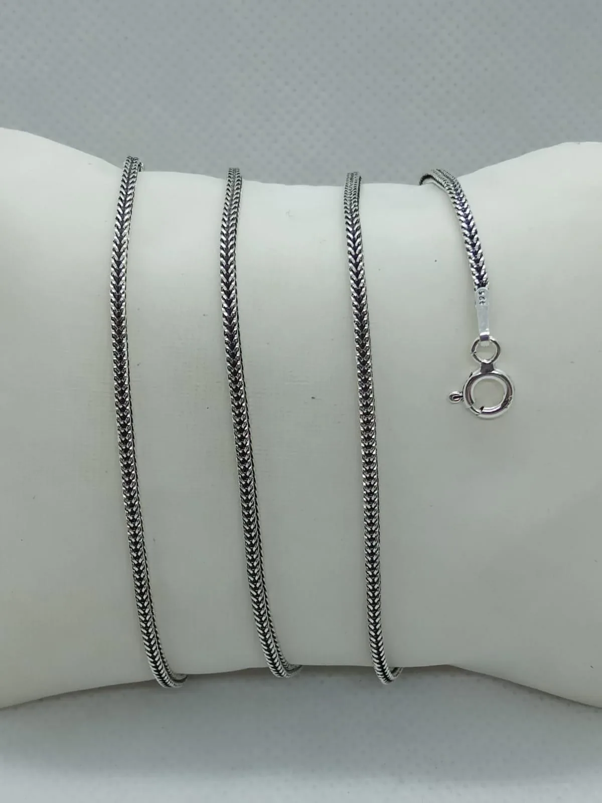 Toptan Unisex Tilki Kuyruğu Gümüş Renk Erkek - Bayan Kolye Zincir - Görsel 2