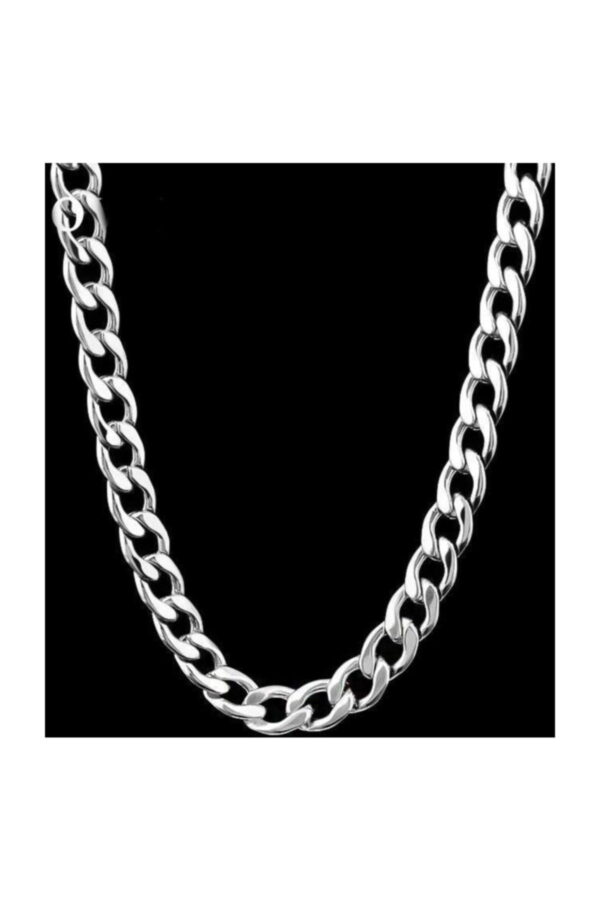 Toptan Unisex Gemici Erkek Cadena Zinciri Kolye 7 mm 56 cm Gümüş Renk