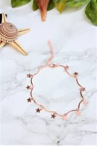 Alternative view of Toptan Rose Kaplama Yıldız Motifli Halhal