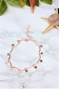 Toptan Rose Kaplama Yıldız Motifli Halhal